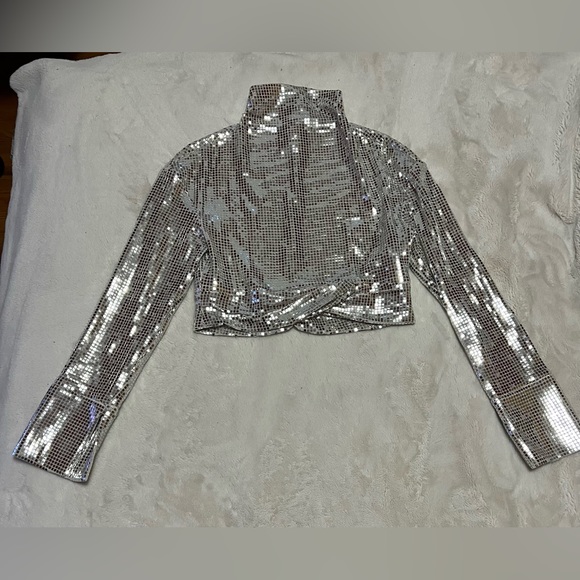 4/$20 - Zara high neck mirror long sleeve top women’s size small - Picture 1 of 12